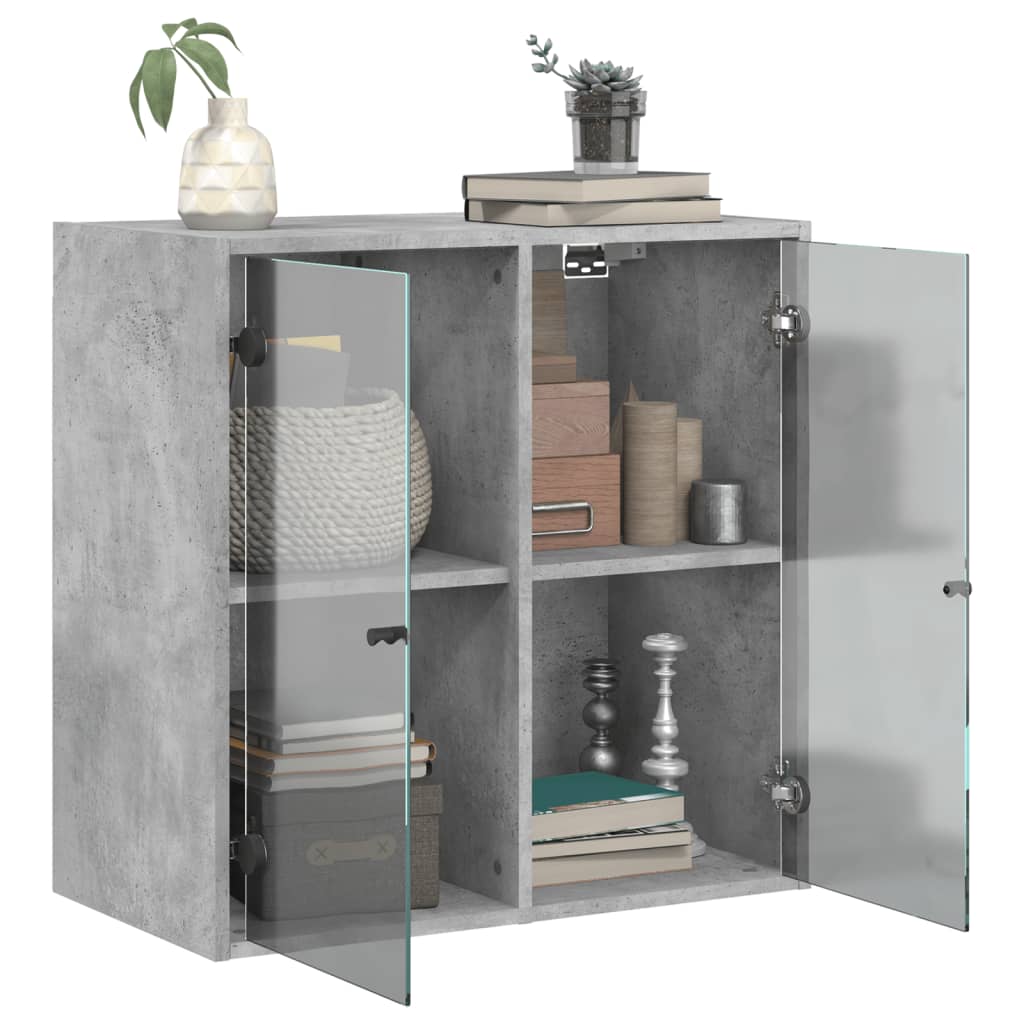betonszürke faliszekrény üvegajtókkal 68 x 37 x 68,5 cm
