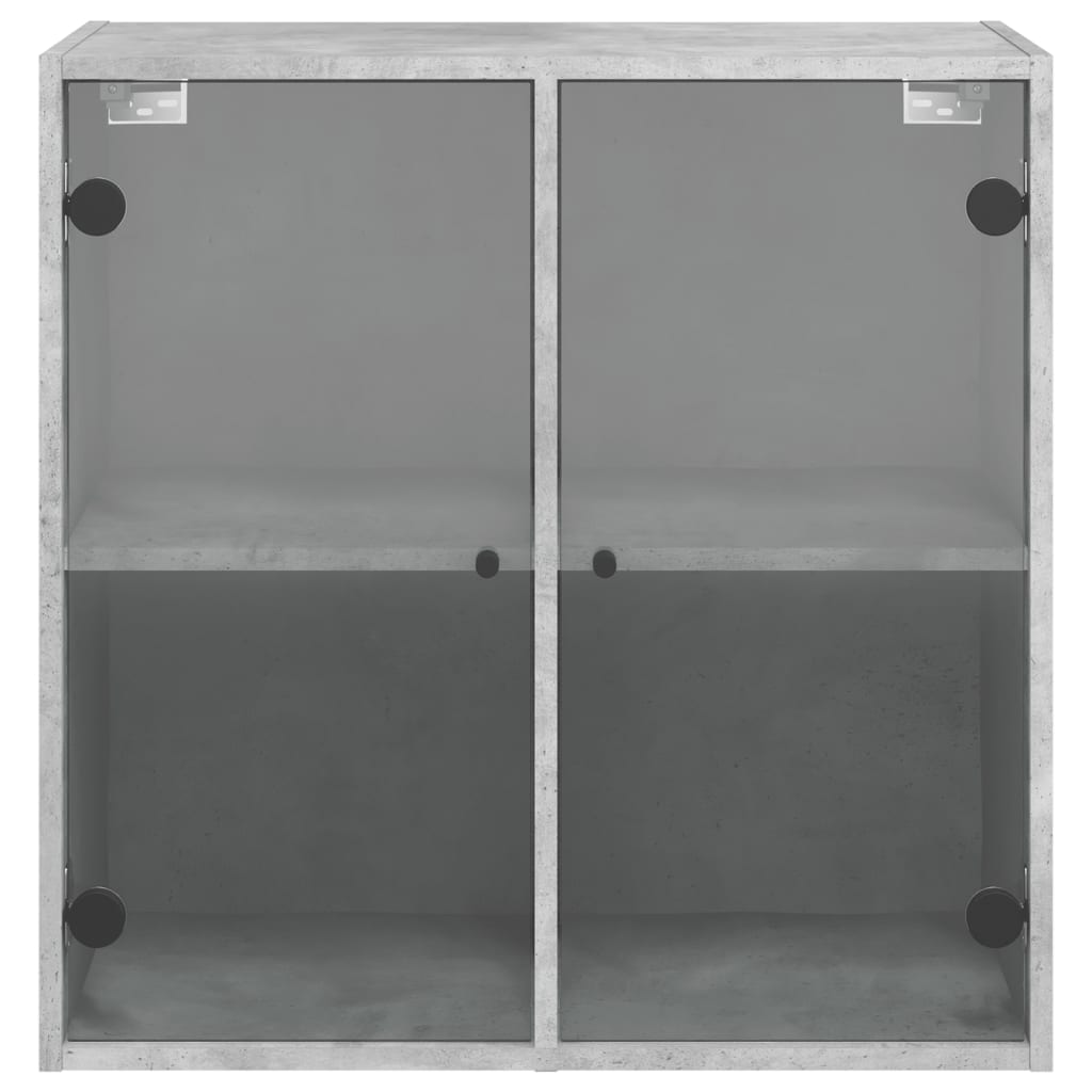 betonszürke faliszekrény üvegajtókkal 68 x 37 x 68,5 cm