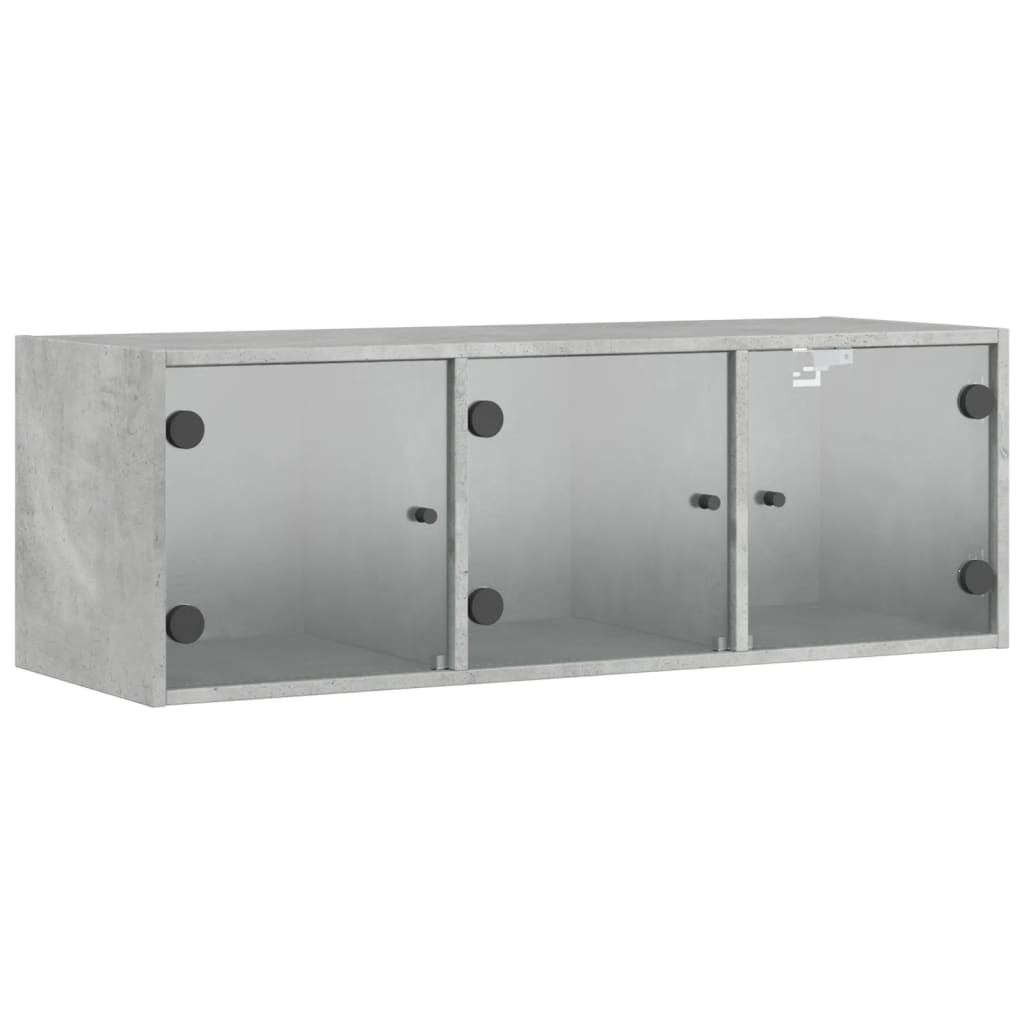 betonszürke faliszekrény üvegajtókkal 102 x 37 x 35 cm