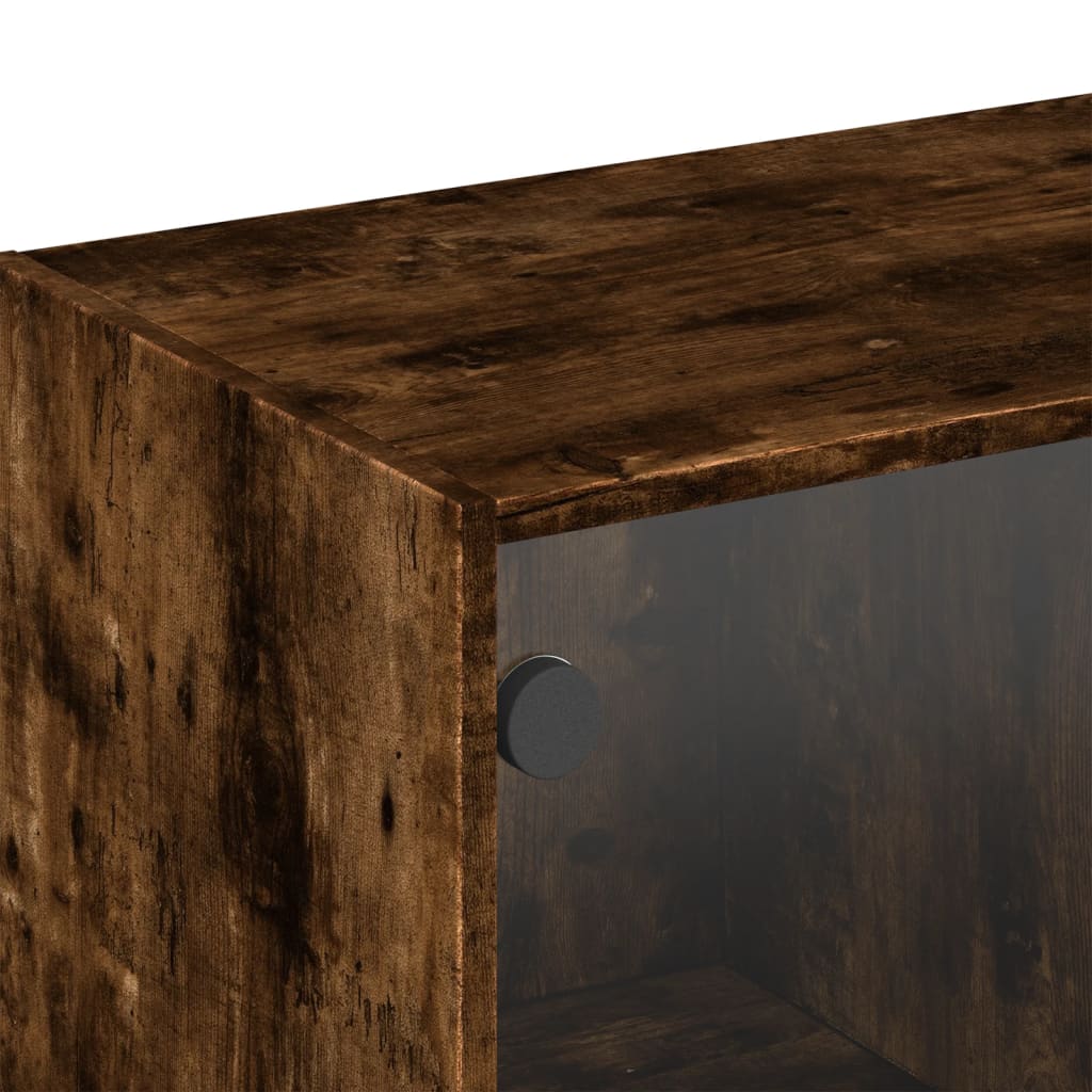füstös tölgy színű faliszekrény üvegajtókkal 102 x 37 x 35 cm