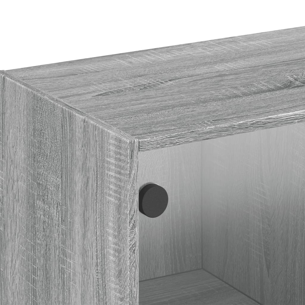 szürke sonoma színű faliszekrény üvegajtókkal 102 x 37 x 35 cm