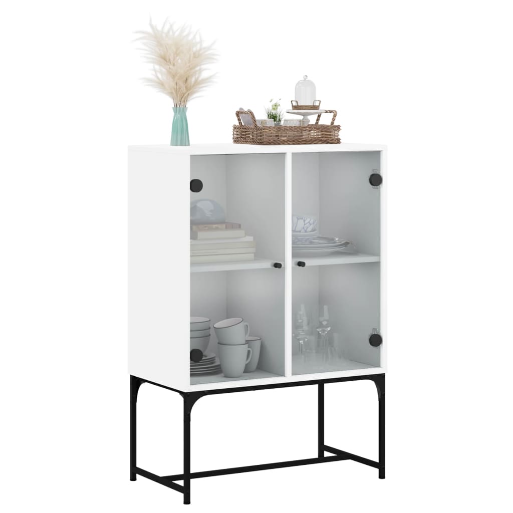 fehér kisszekrény üvegajtókkal 69x37x100 cm