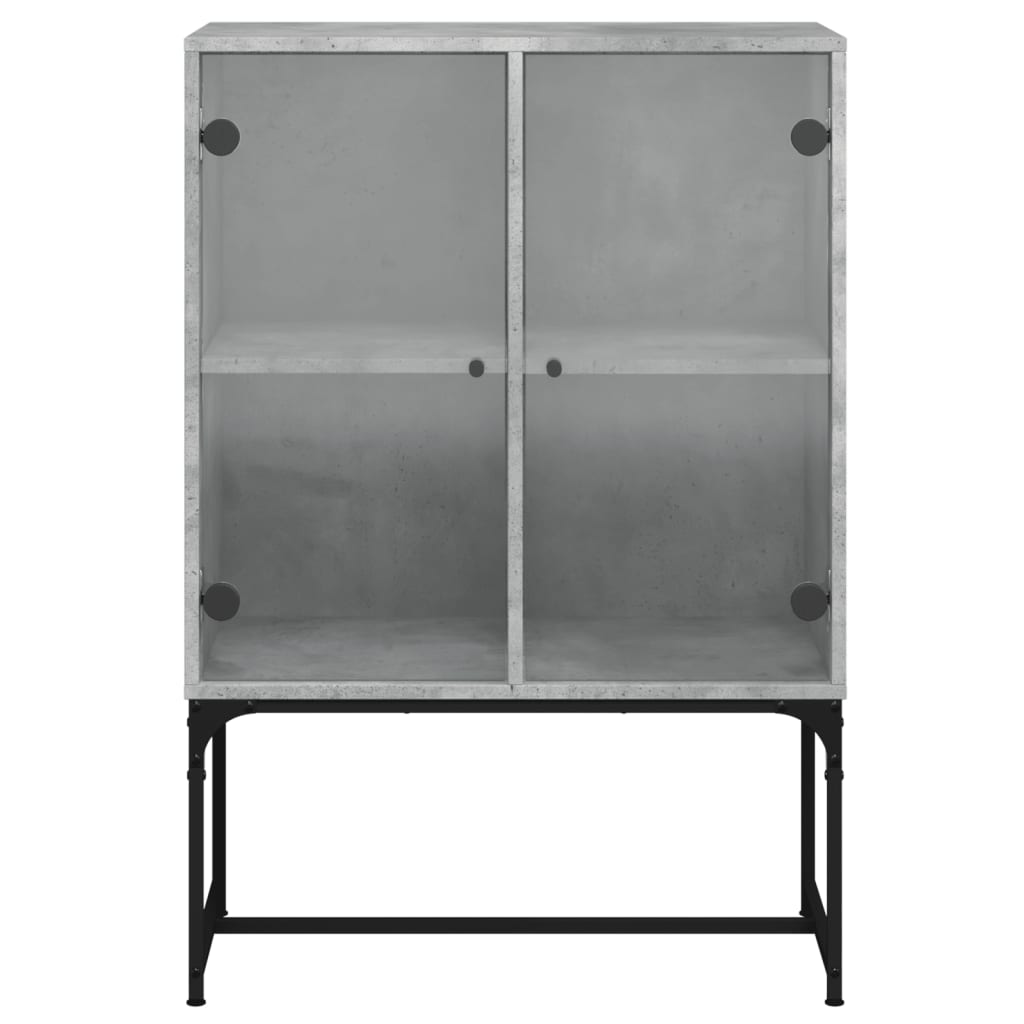 betonszürke kisszekrény üvegajtókkal 69x37x100 cm