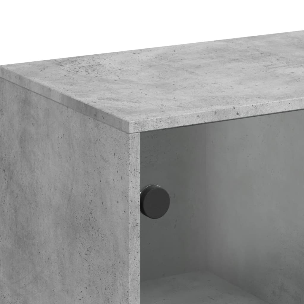 betonszürke kisszekrény üvegajtókkal 69x37x100 cm