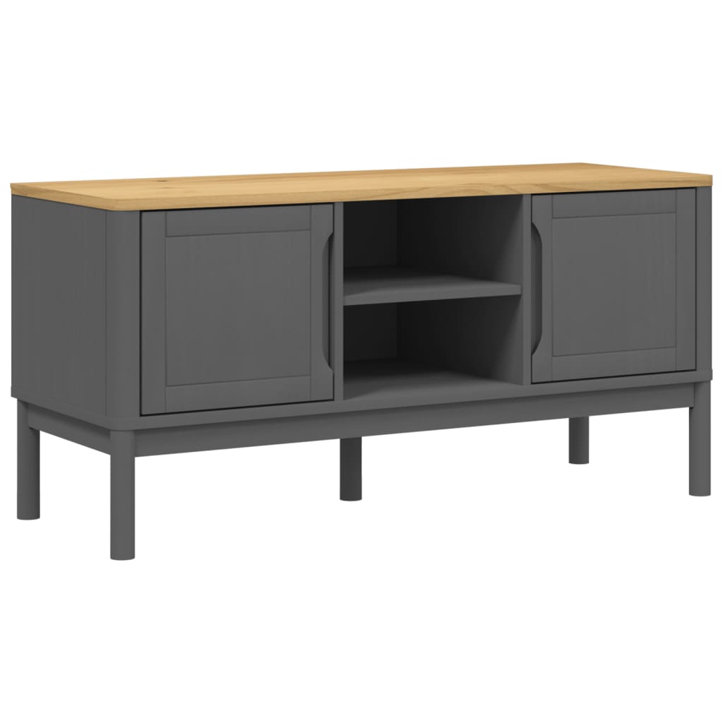 FLORO szürke tömör fenyőfa TV-szekrény 114 x 43 x 55 cm