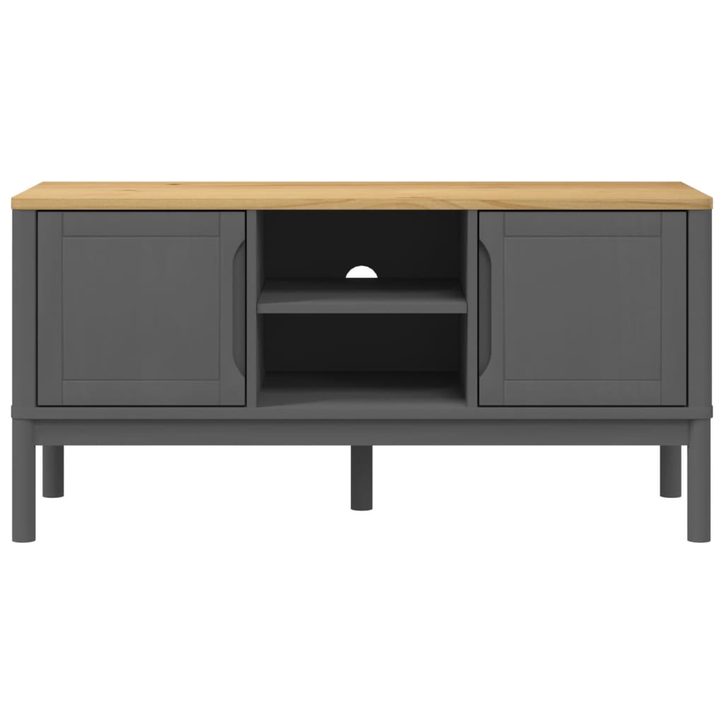 FLORO szürke tömör fenyőfa TV-szekrény 114 x 43 x 55 cm