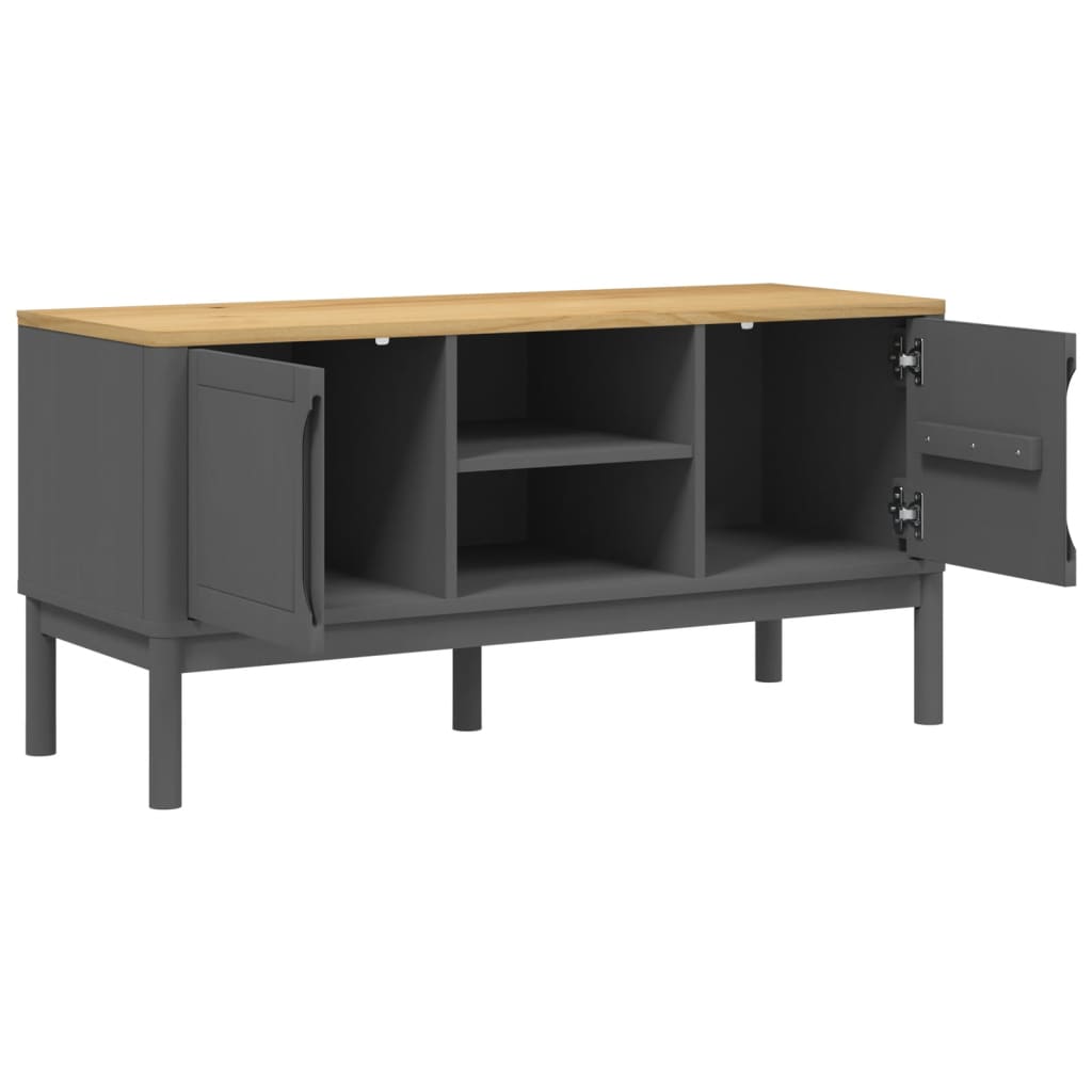 FLORO szürke tömör fenyőfa TV-szekrény 114 x 43 x 55 cm
