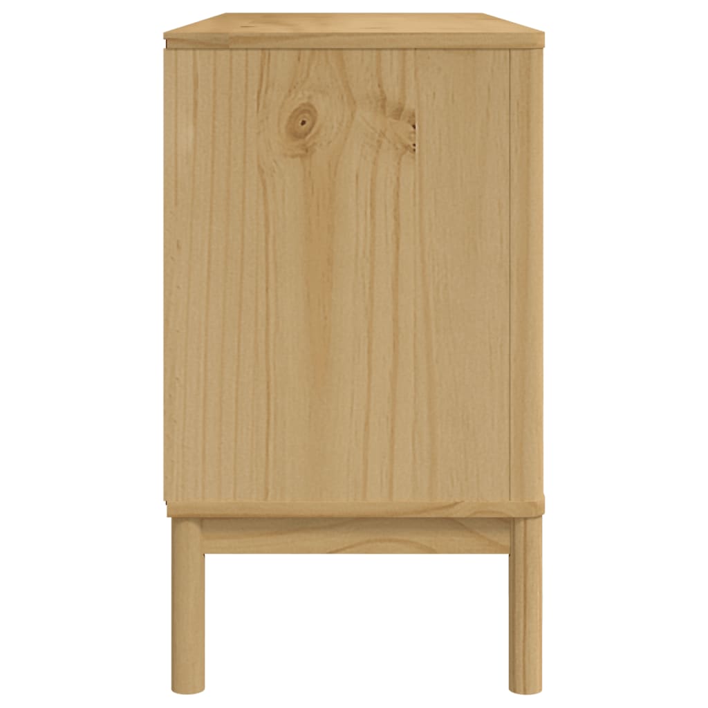 FLORO viaszbarna tömör fenyőfa tálalószekrény 114 x 43 x 74 cm