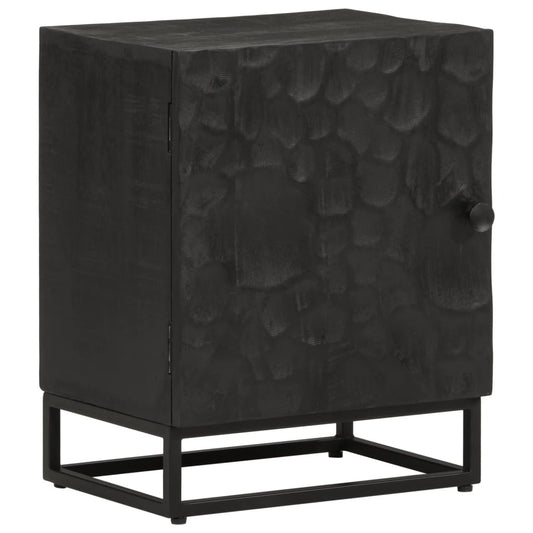 fekete tömör mangófa és vas éjjeliszekrény 40 x 30 x 50 cm