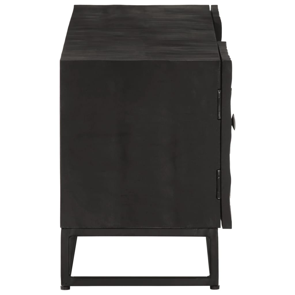 fekete tömör mangófa és vas TV-szekrény 110 x 30 x 40 cm