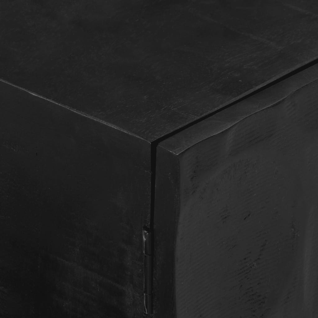 fekete tömör mangófa és vas TV-szekrény 110 x 30 x 40 cm