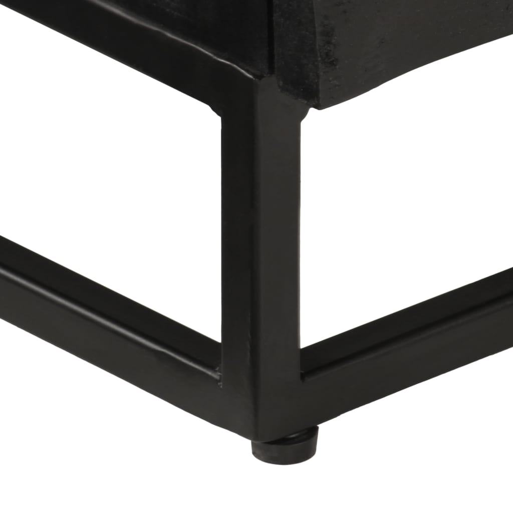 fekete tömör mangófa és vas TV-szekrény 110 x 30 x 40 cm