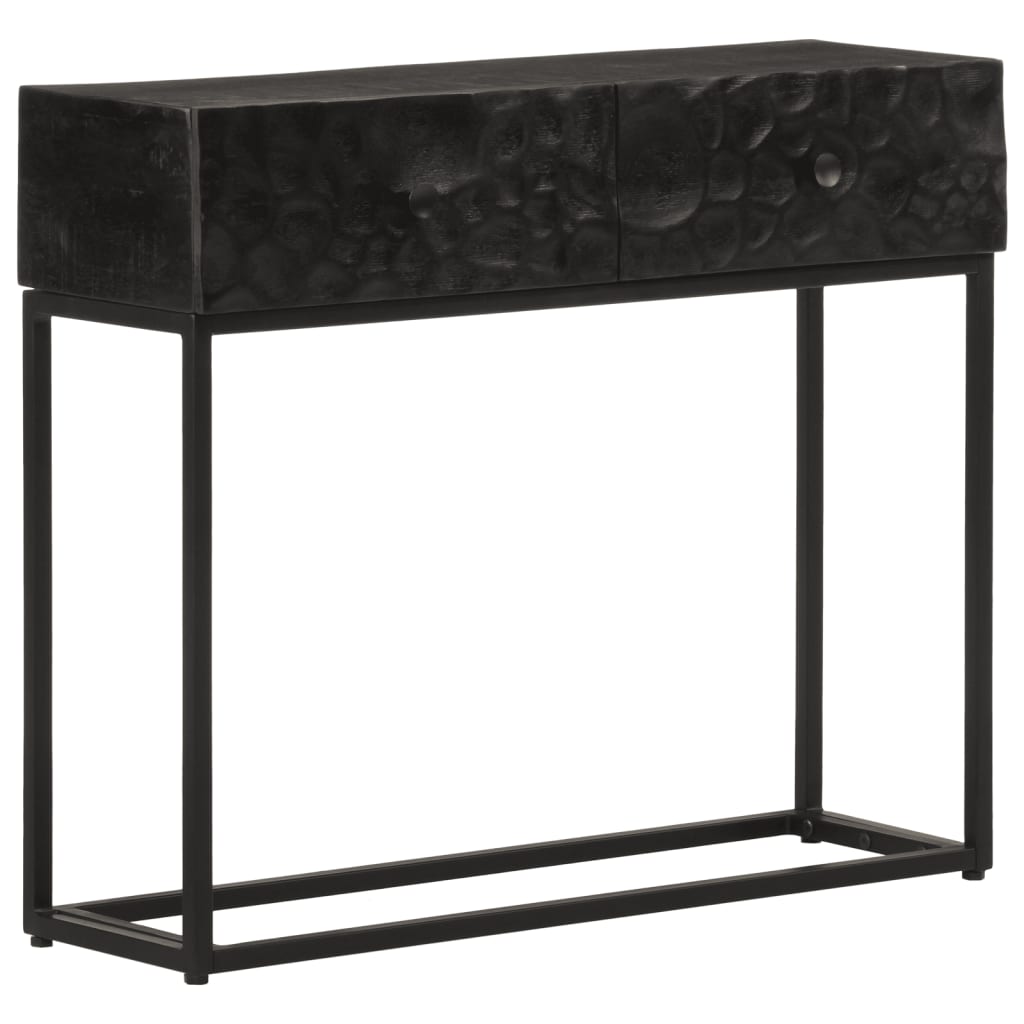 fekete tömör mangófa és vas tálalóasztal 90 x 30 x 76 cm