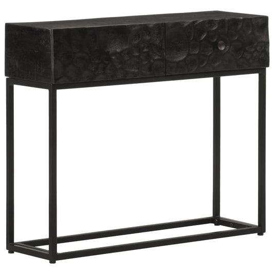 fekete tömör mangófa és vas tálalóasztal 90 x 30 x 76 cm