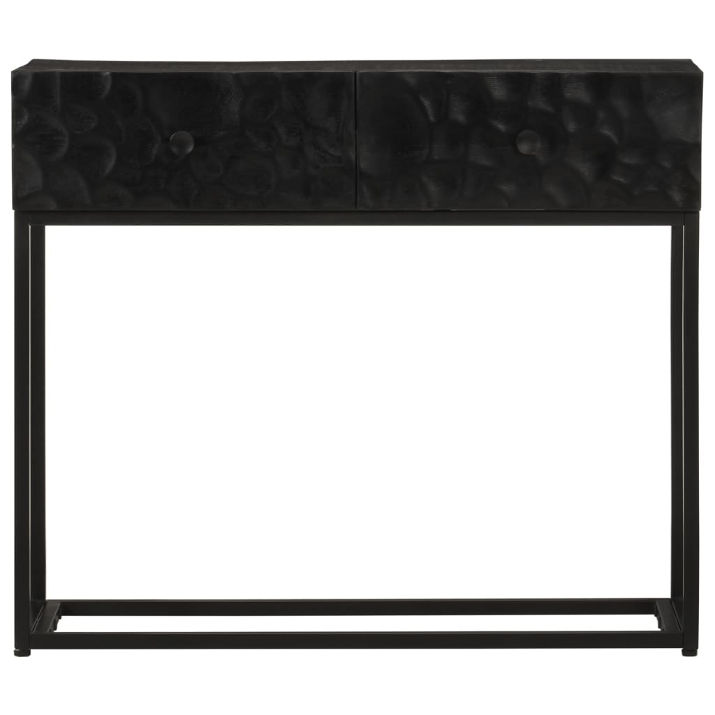 fekete tömör mangófa és vas tálalóasztal 90 x 30 x 76 cm