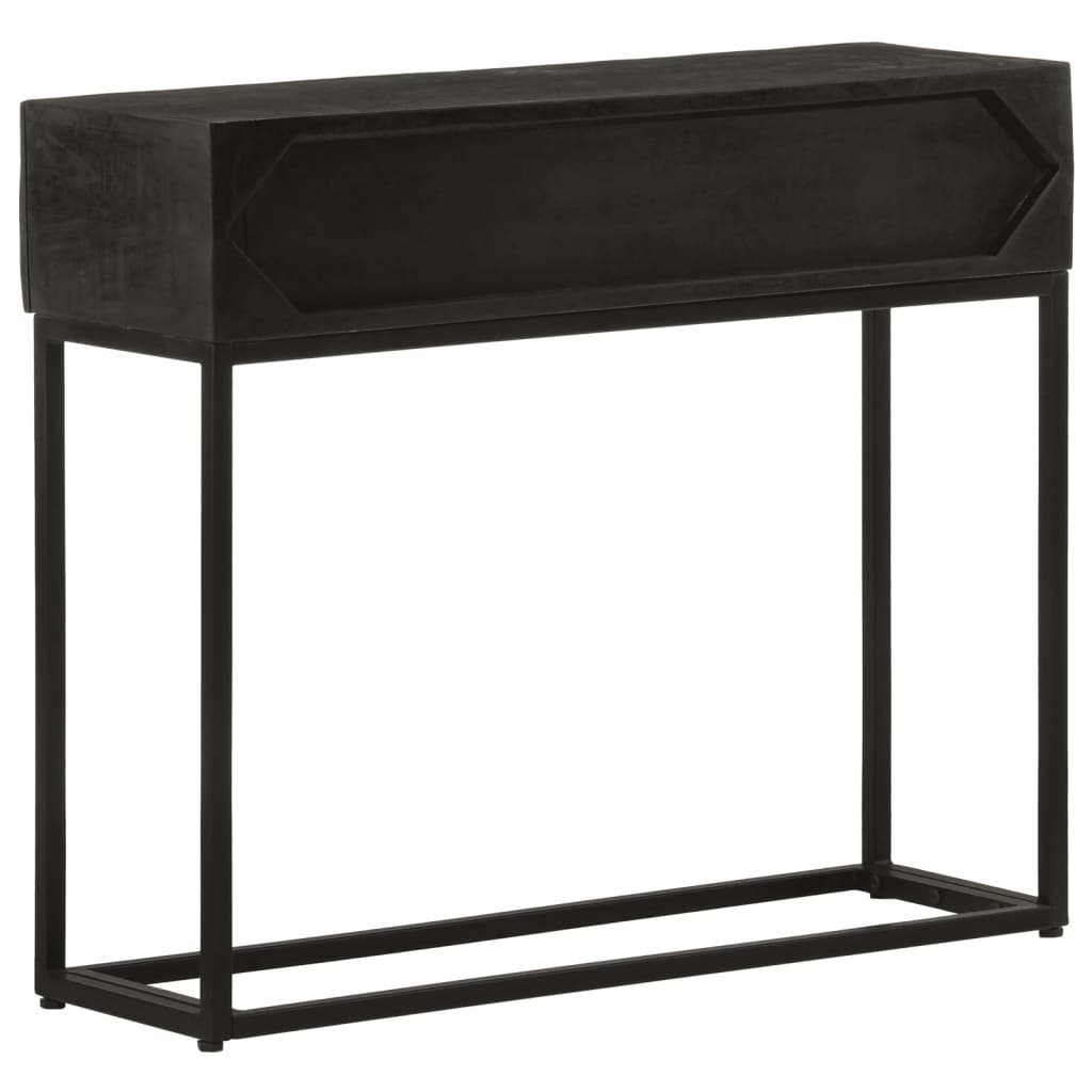 fekete tömör mangófa és vas tálalóasztal 90 x 30 x 76 cm