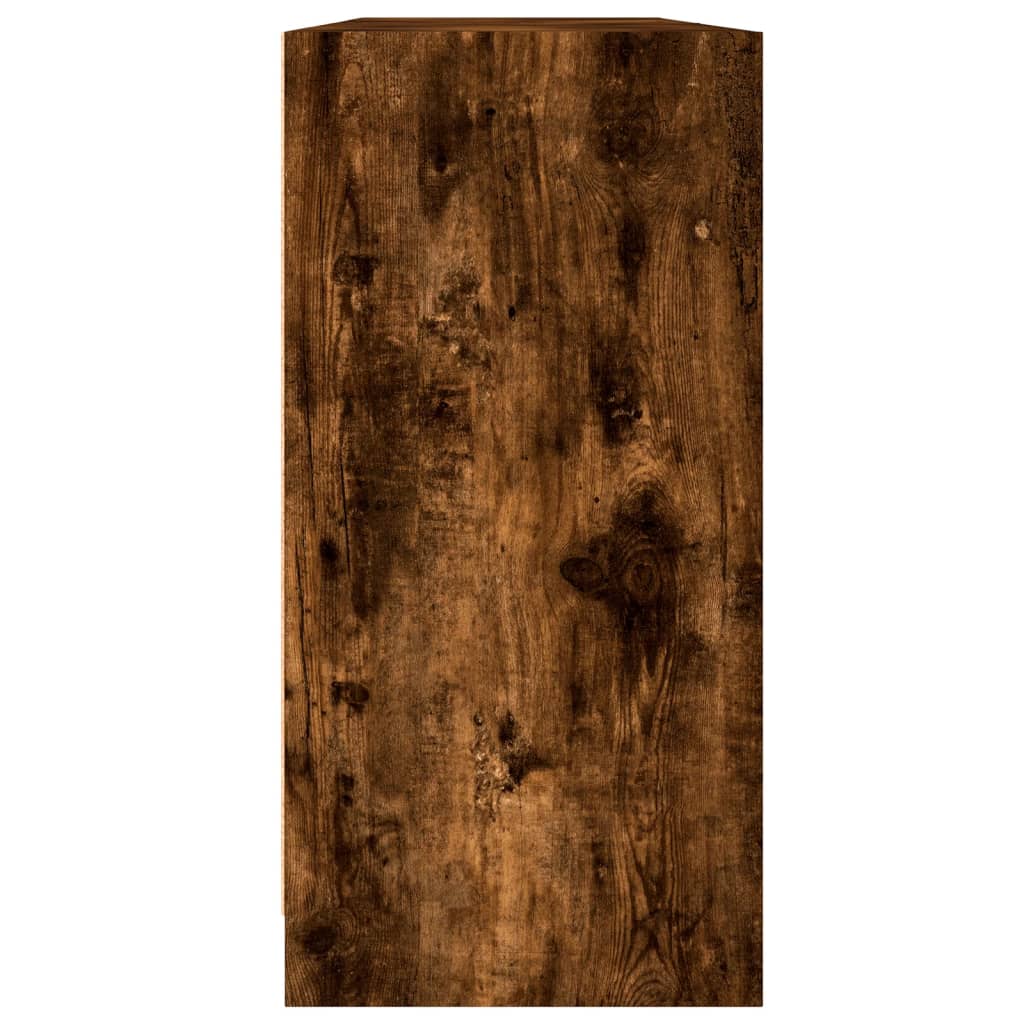 füstös tölgy szerelt fa könyvespolc ajtókkal 204x37x75 cm