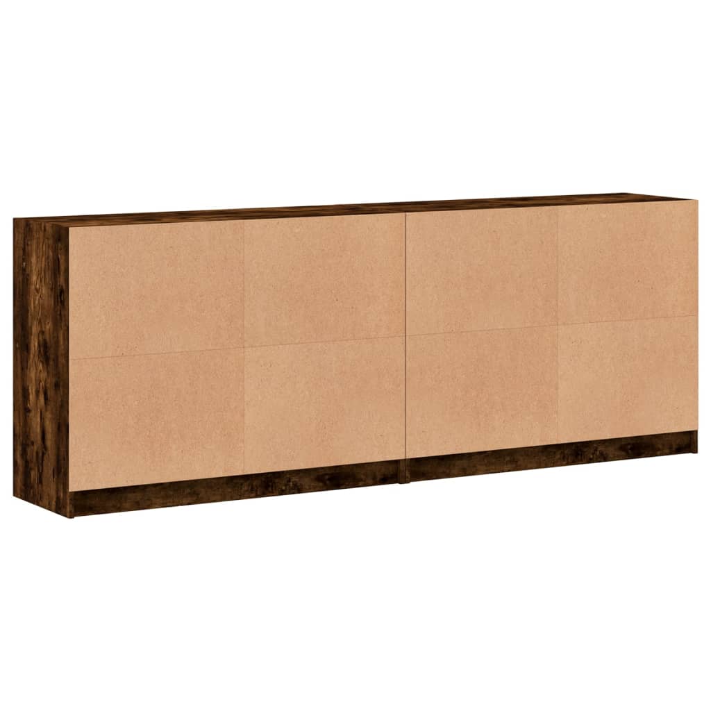 füstös tölgy szerelt fa könyvespolc ajtókkal 204x37x75 cm