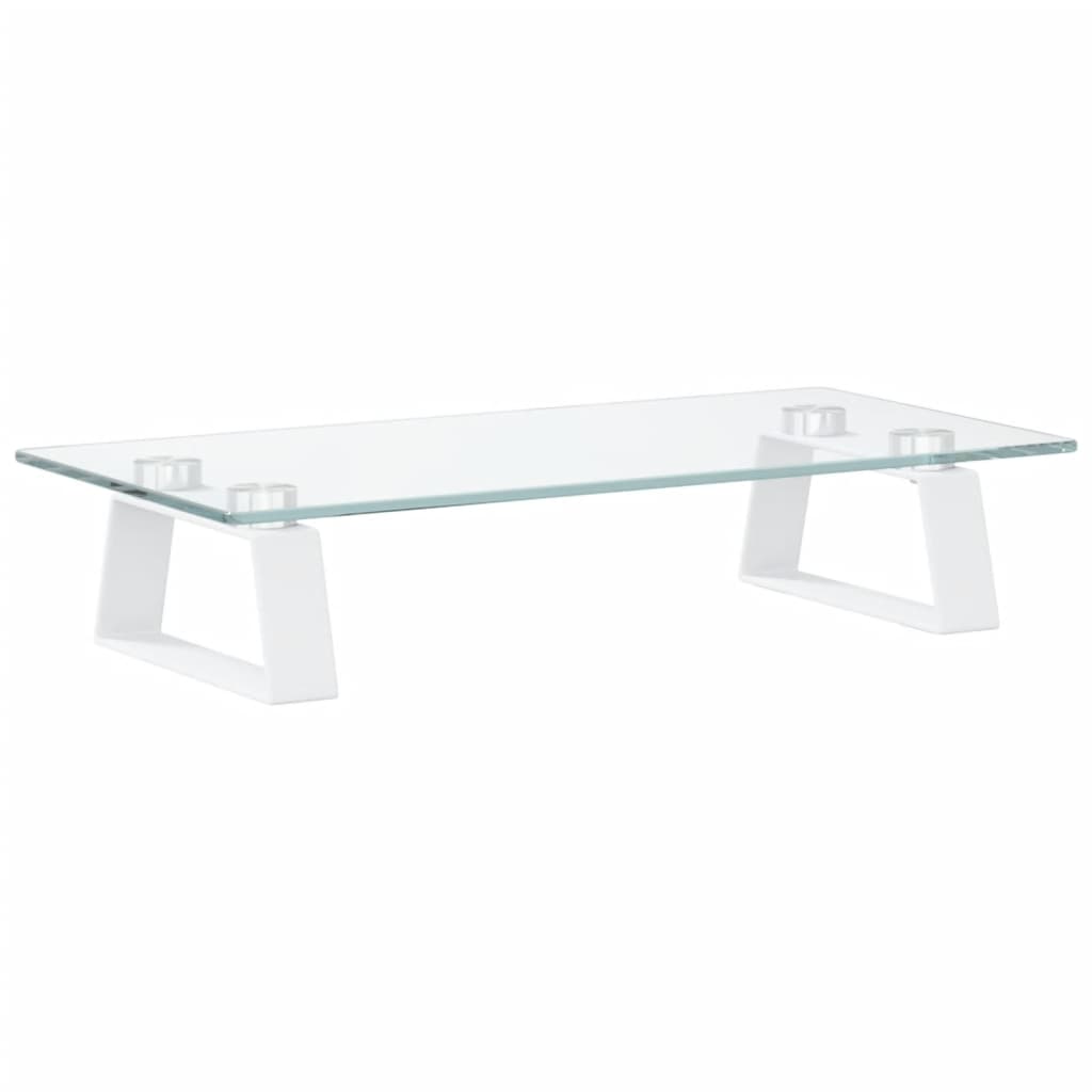 fehér edzett üveg és fém monitorállvány 40 x 20 x 8 cm