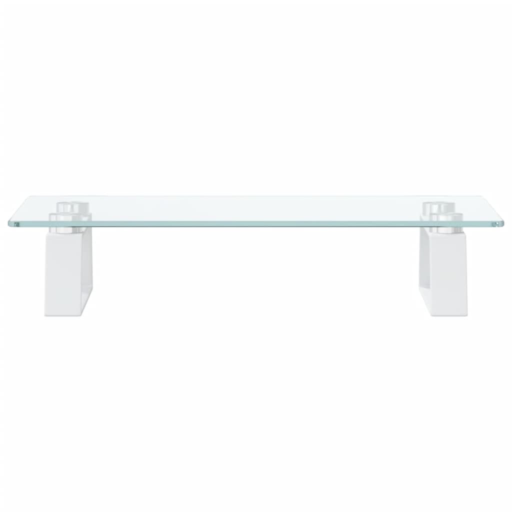 fehér edzett üveg és fém monitorállvány 40 x 20 x 8 cm