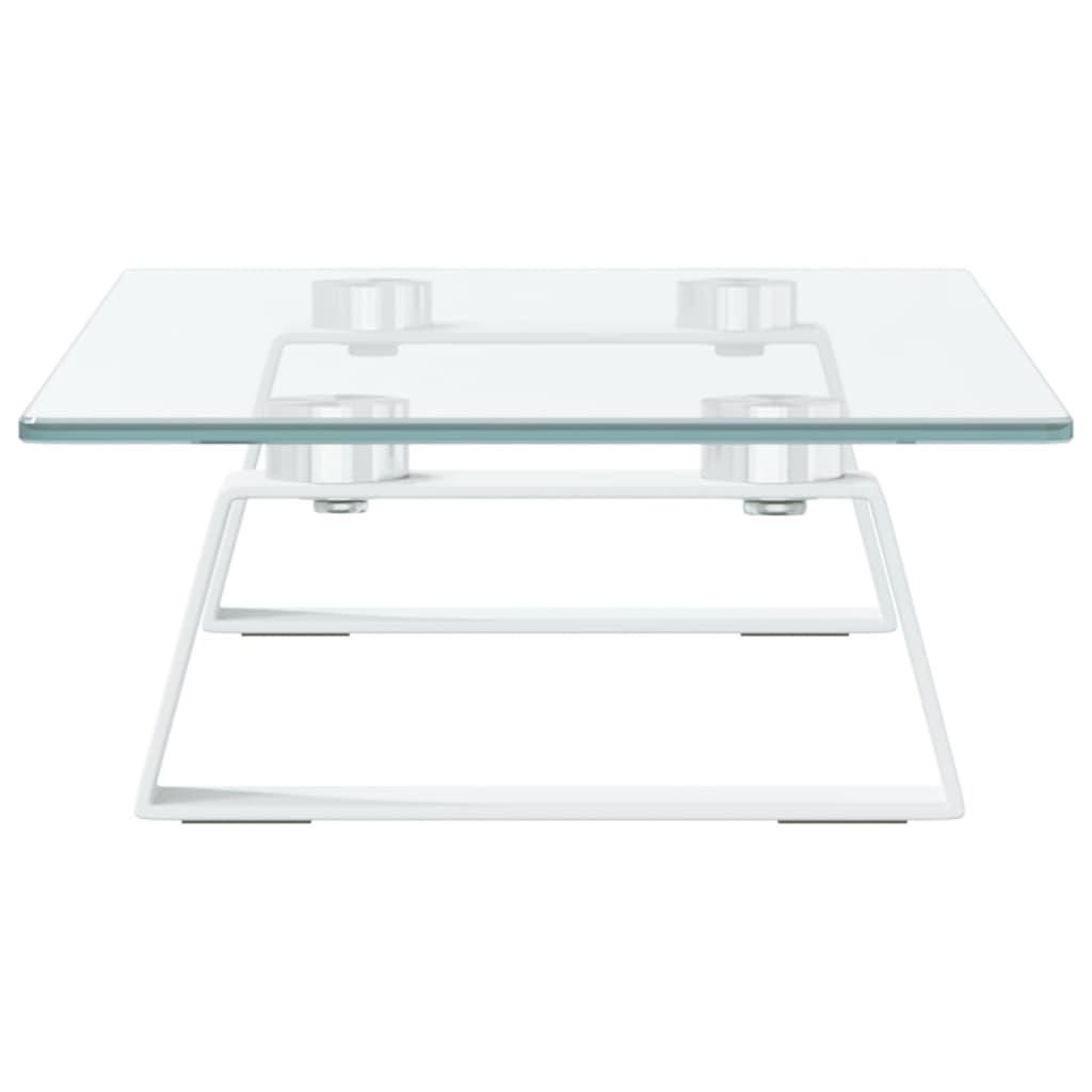 fehér edzett üveg és fém monitorállvány 40 x 20 x 8 cm