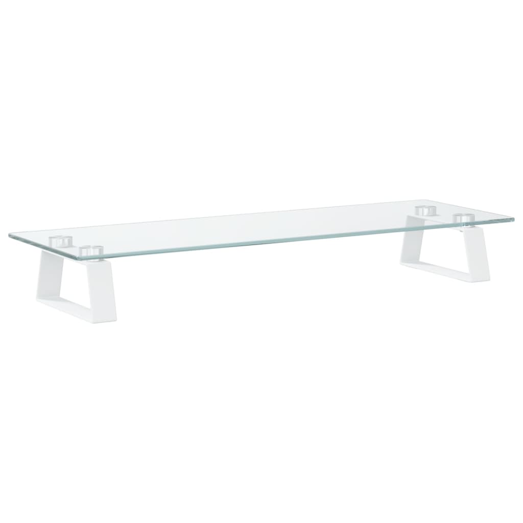 fehér edzett üveg és fém monitorállvány 60 x 20 x 8 cm