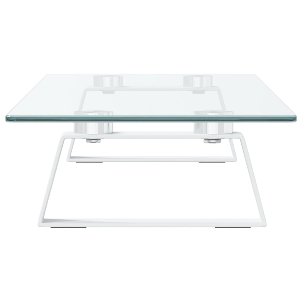 fehér edzett üveg és fém monitorállvány 60 x 20 x 8 cm