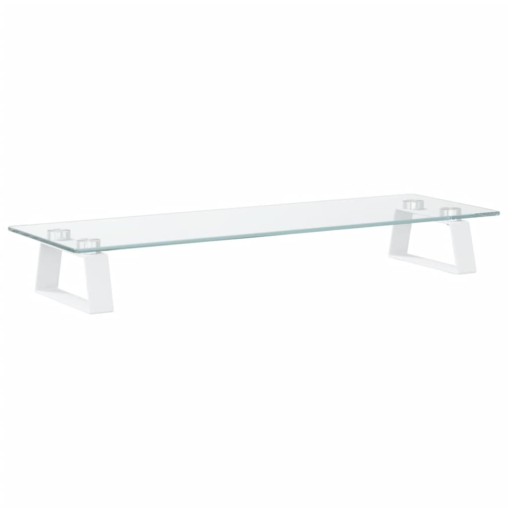 fehér edzett üveg és fém monitorállvány 60 x 20 x 8 cm