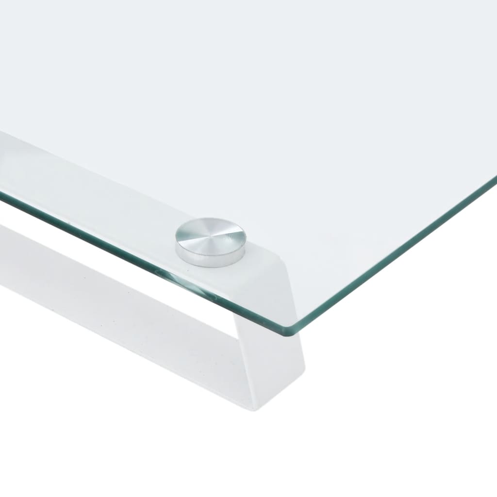 fehér edzett üveg és fém monitorállvány 60 x 20 x 8 cm