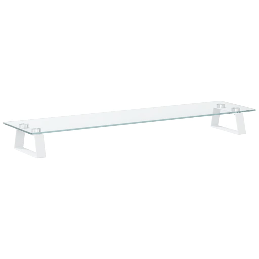 fehér edzett üveg és fém monitorállvány 80 x 20 x 8 cm