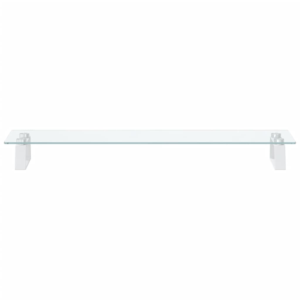 fehér edzett üveg és fém monitorállvány 80 x 20 x 8 cm