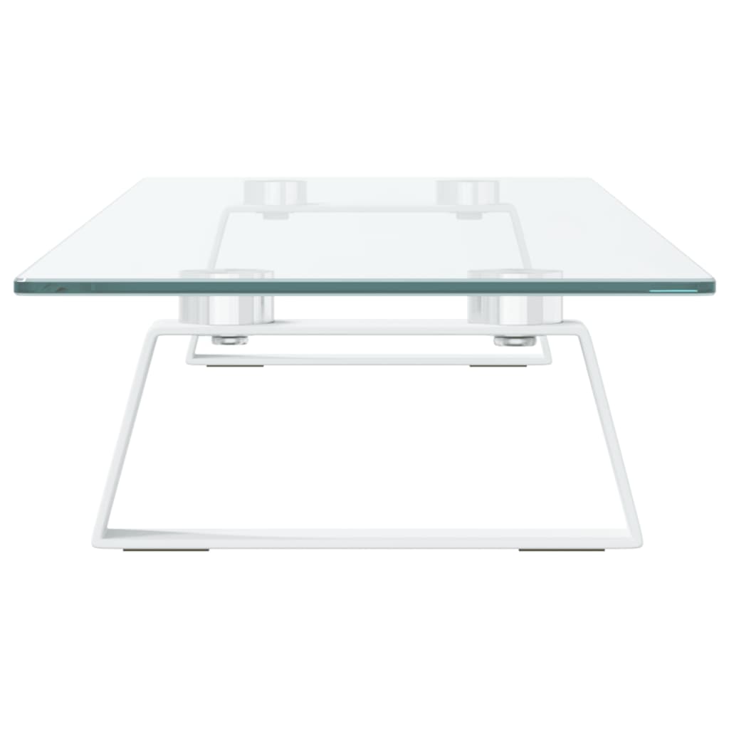 fehér edzett üveg és fém monitorállvány 80 x 20 x 8 cm