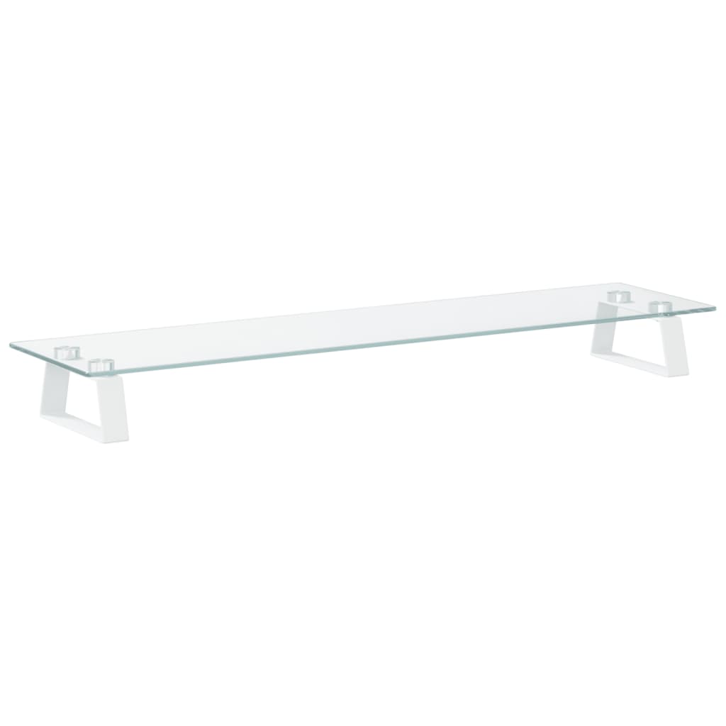 fehér edzett üveg és fém monitorállvány 80 x 20 x 8 cm