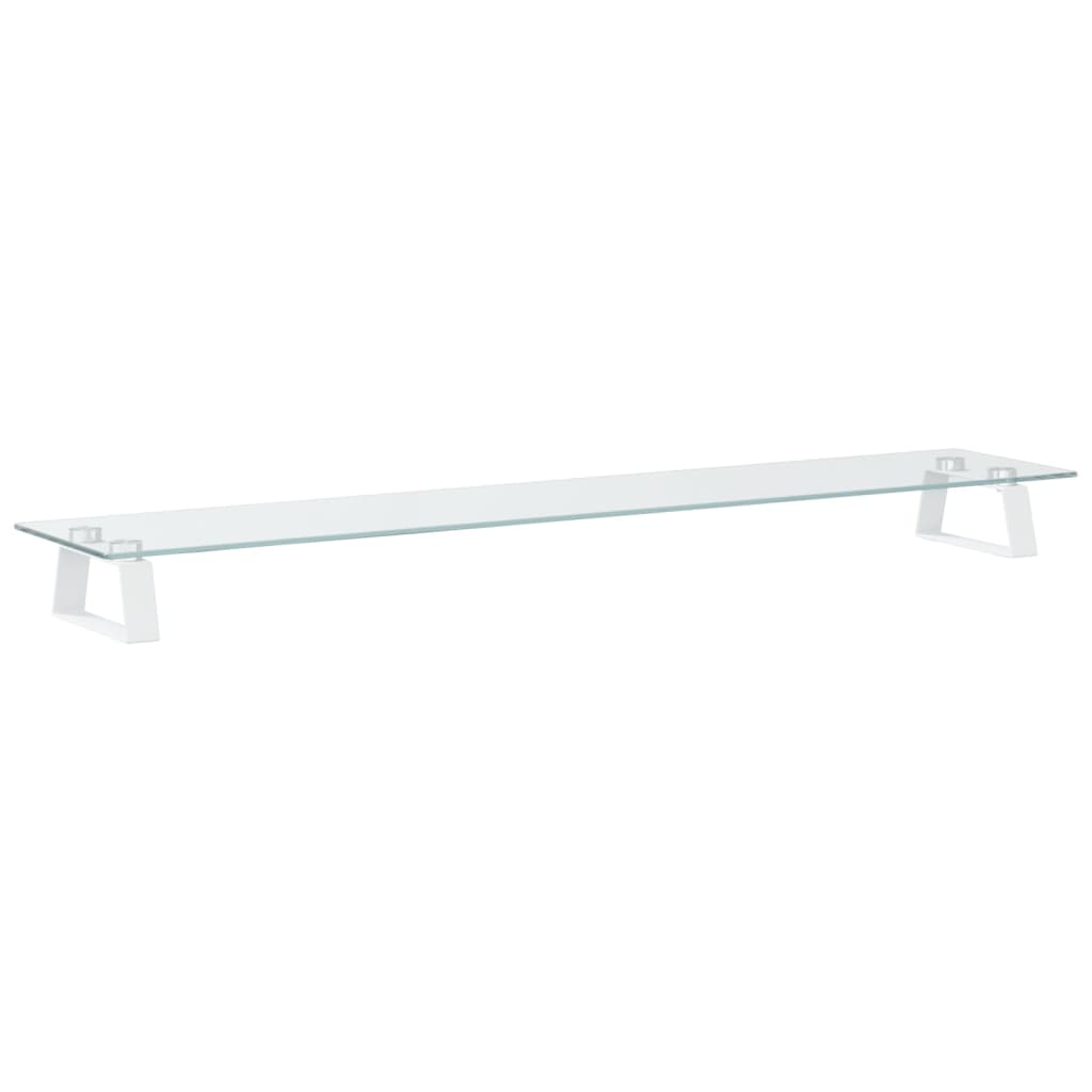 fehér edzett üveg és fém monitorállvány 100 x 20 x 8 cm