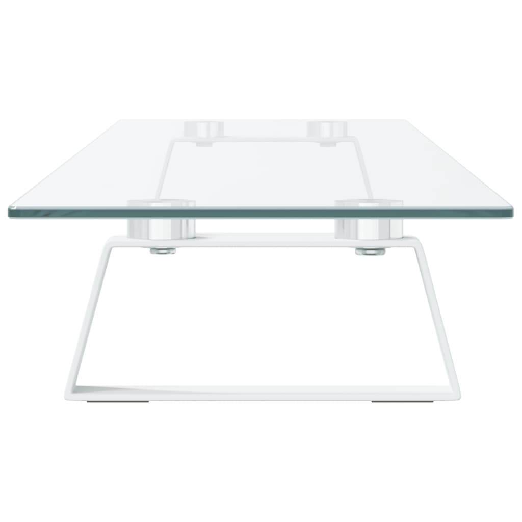 fehér edzett üveg és fém monitorállvány 100 x 20 x 8 cm