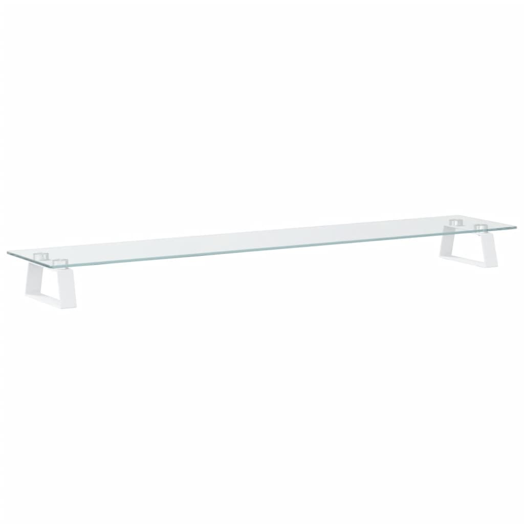 fehér edzett üveg és fém monitorállvány 100 x 20 x 8 cm