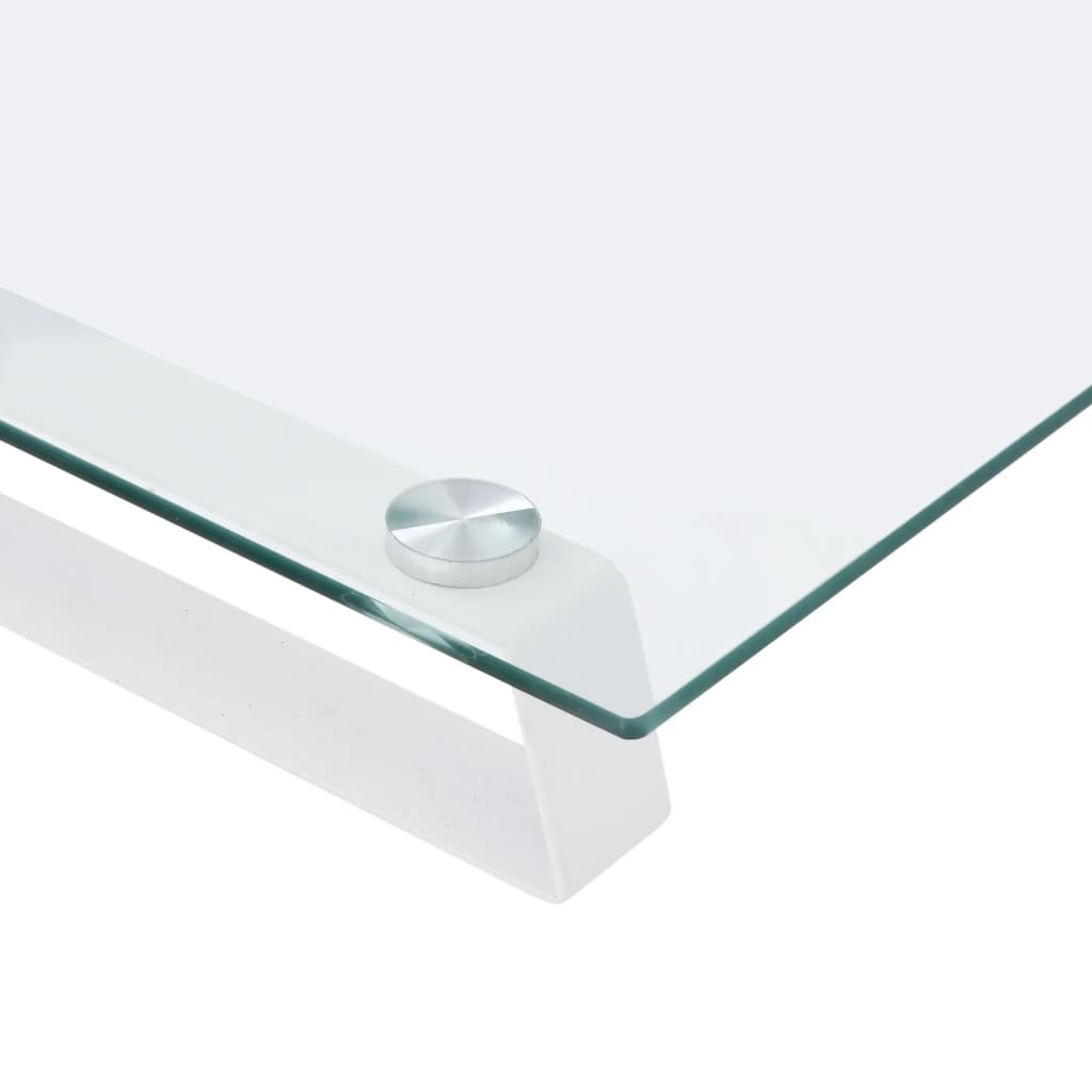 fehér edzett üveg és fém monitorállvány 100 x 20 x 8 cm