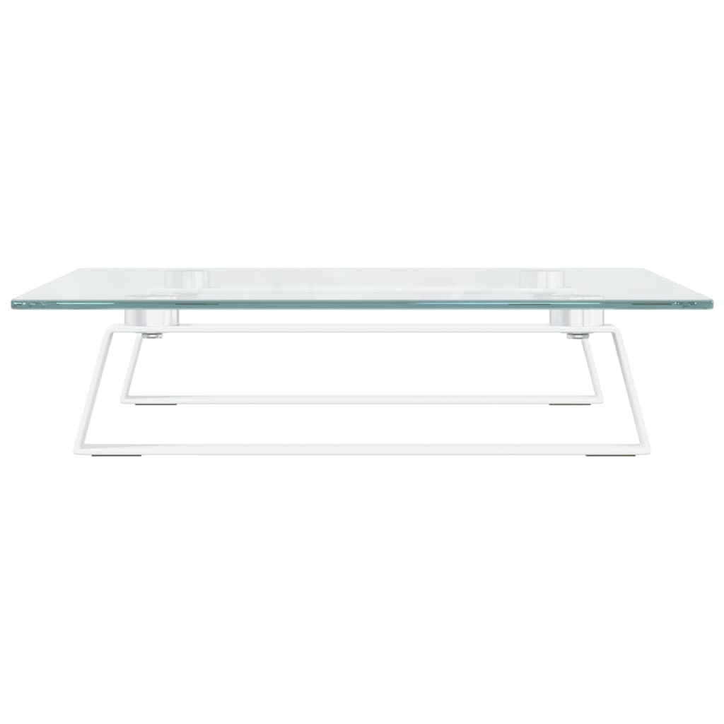 fehér edzett üveg és fém monitorállvány 40 x 35 x 8 cm