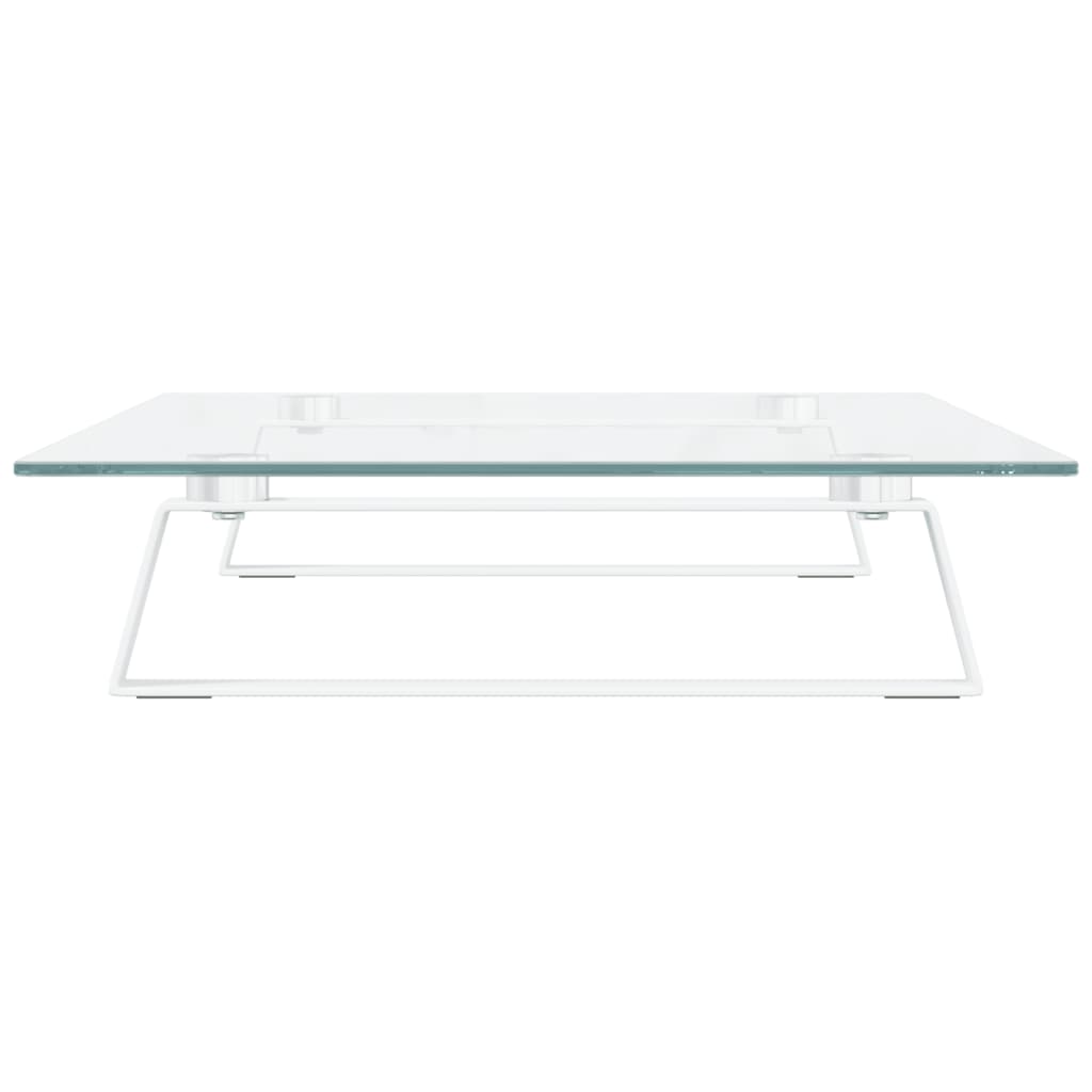fehér edzett üveg és fém monitorállvány 60 x 35 x 8 cm