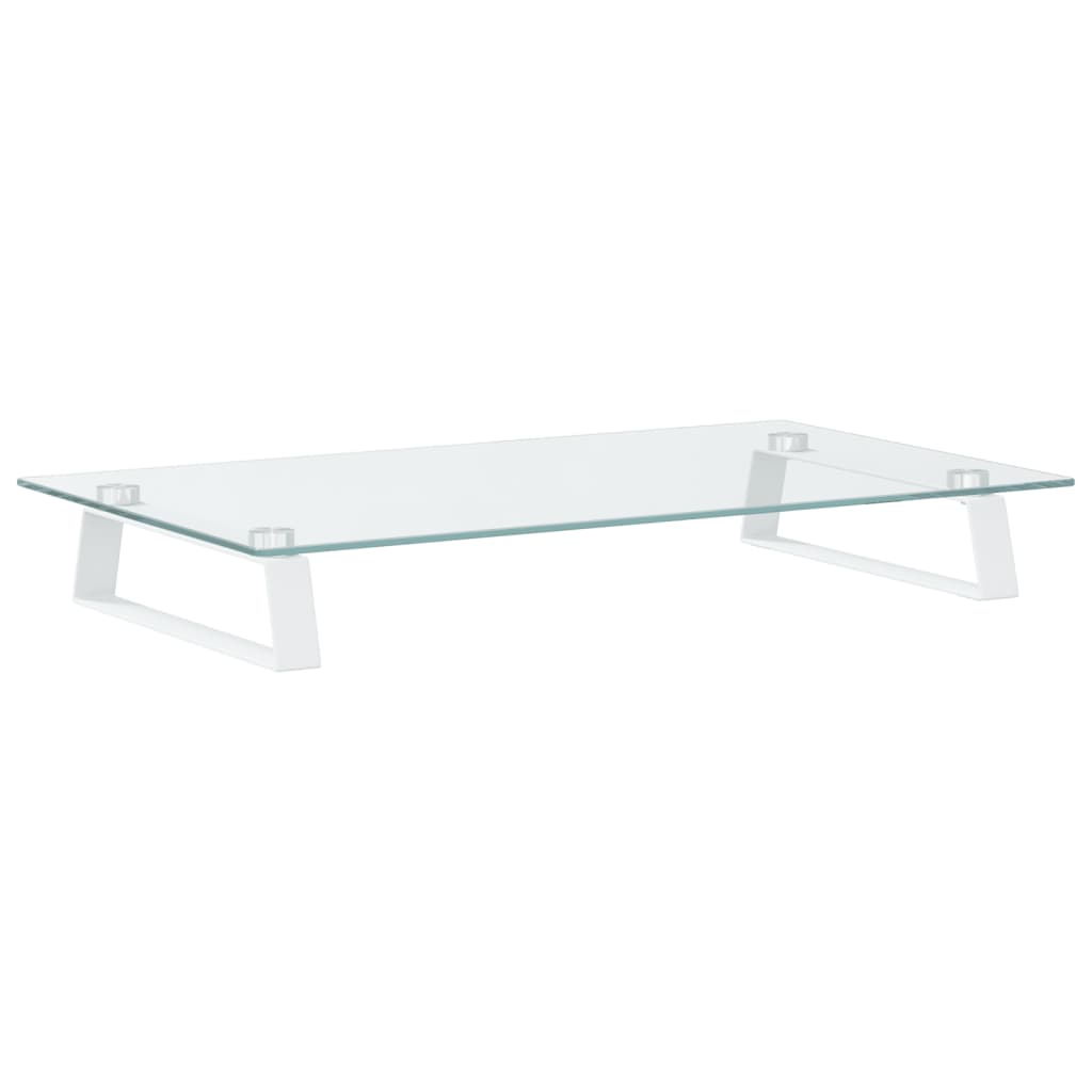 fehér edzett üveg és fém monitorállvány 60 x 35 x 8 cm