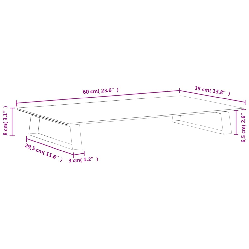 fehér edzett üveg és fém monitorállvány 60 x 35 x 8 cm