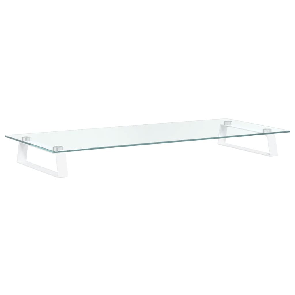 fehér edzett üveg és fém monitorállvány 80 x 35 x 8 cm