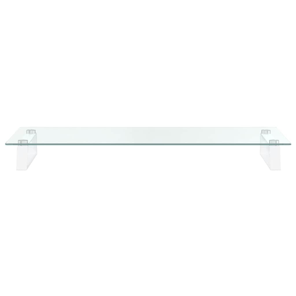 fehér edzett üveg és fém monitorállvány 80 x 35 x 8 cm