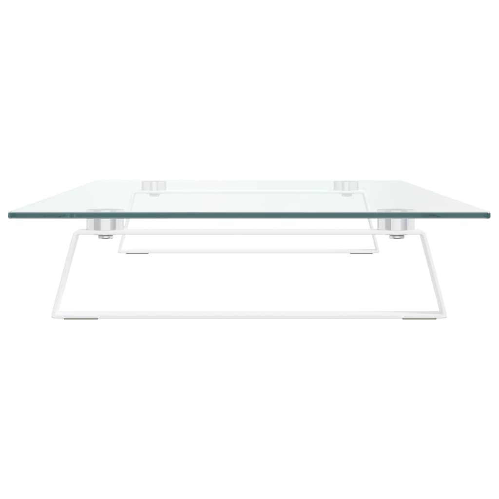 fehér edzett üveg és fém monitorállvány 80 x 35 x 8 cm