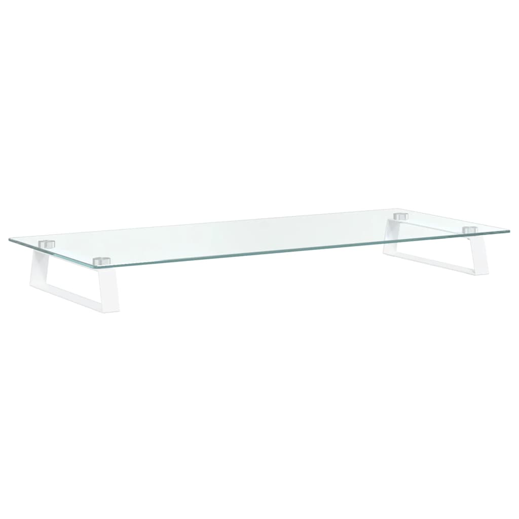 fehér edzett üveg és fém monitorállvány 80 x 35 x 8 cm
