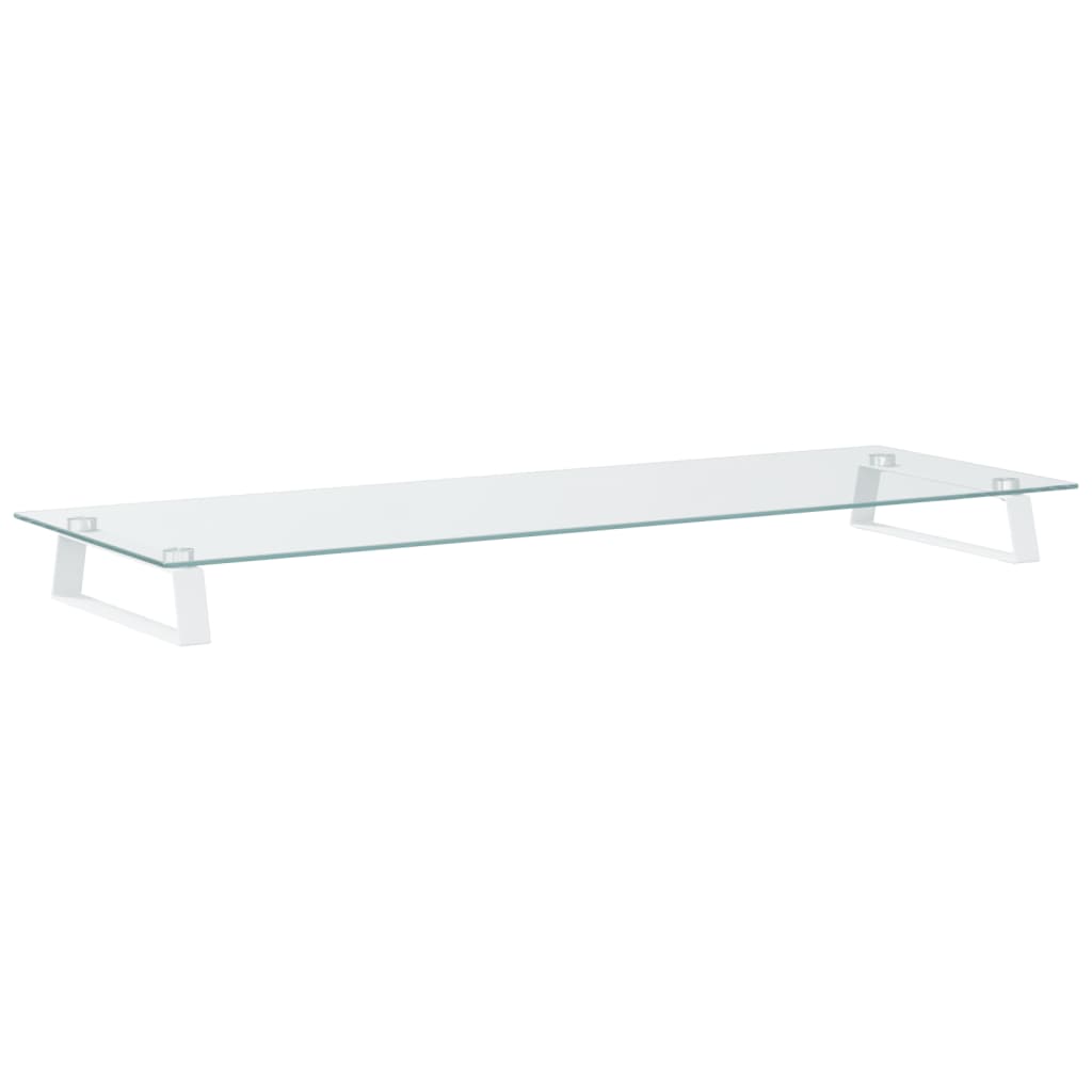 fehér edzett üveg és fém monitorállvány 100 x 35 x 8 cm