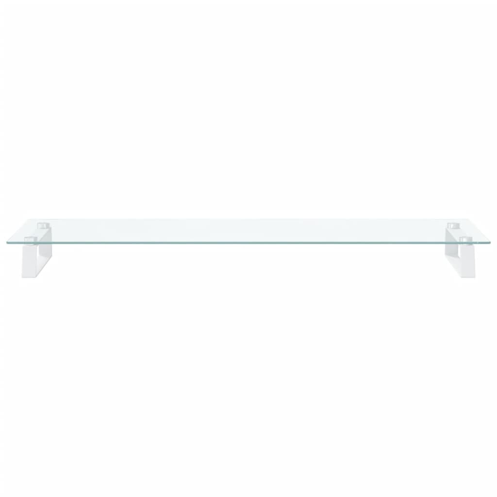 fehér edzett üveg és fém monitorállvány 100 x 35 x 8 cm