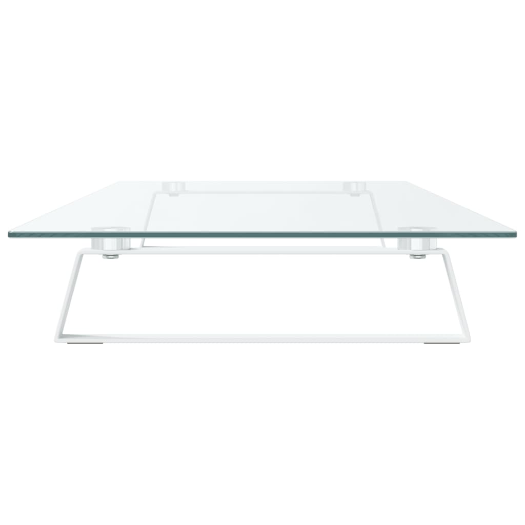 fehér edzett üveg és fém monitorállvány 100 x 35 x 8 cm