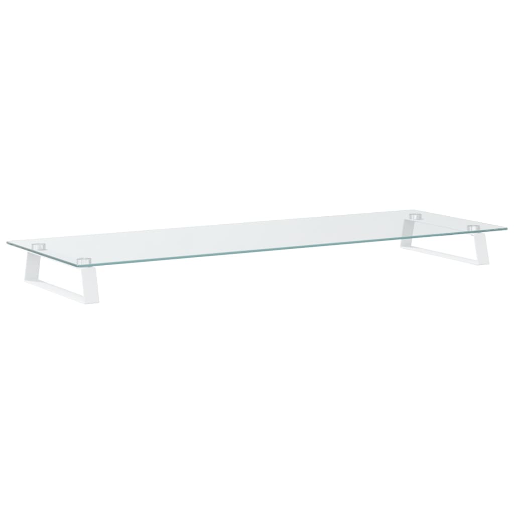 fehér edzett üveg és fém monitorállvány 100 x 35 x 8 cm