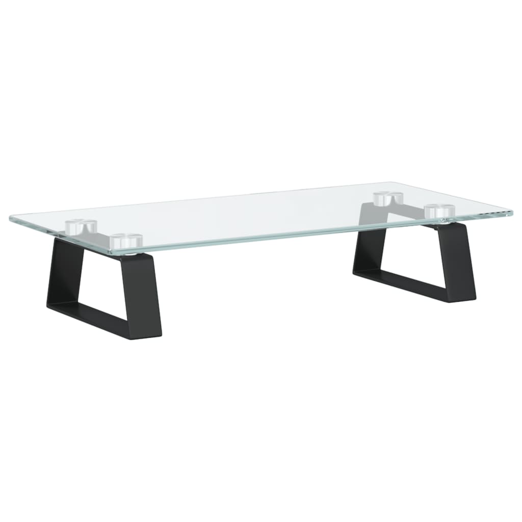 fekete edzett üveg és fém monitorállvány 40 x 20 x 8 cm